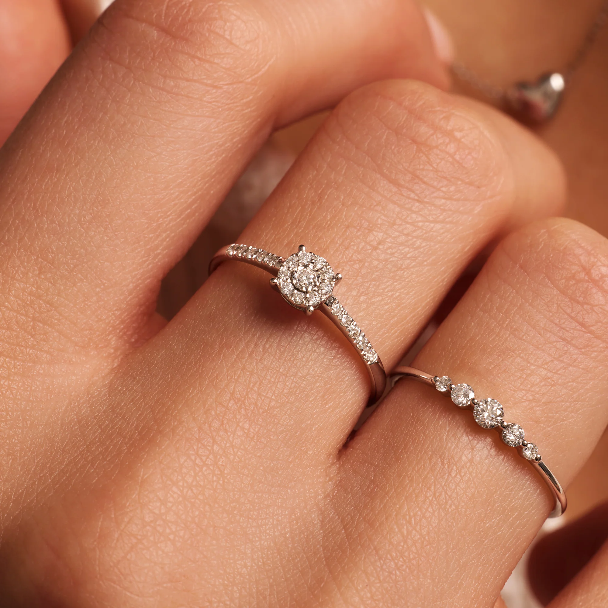 Pavé Four Prong Diamond Halo Ring (0.13 ct) - Image 2