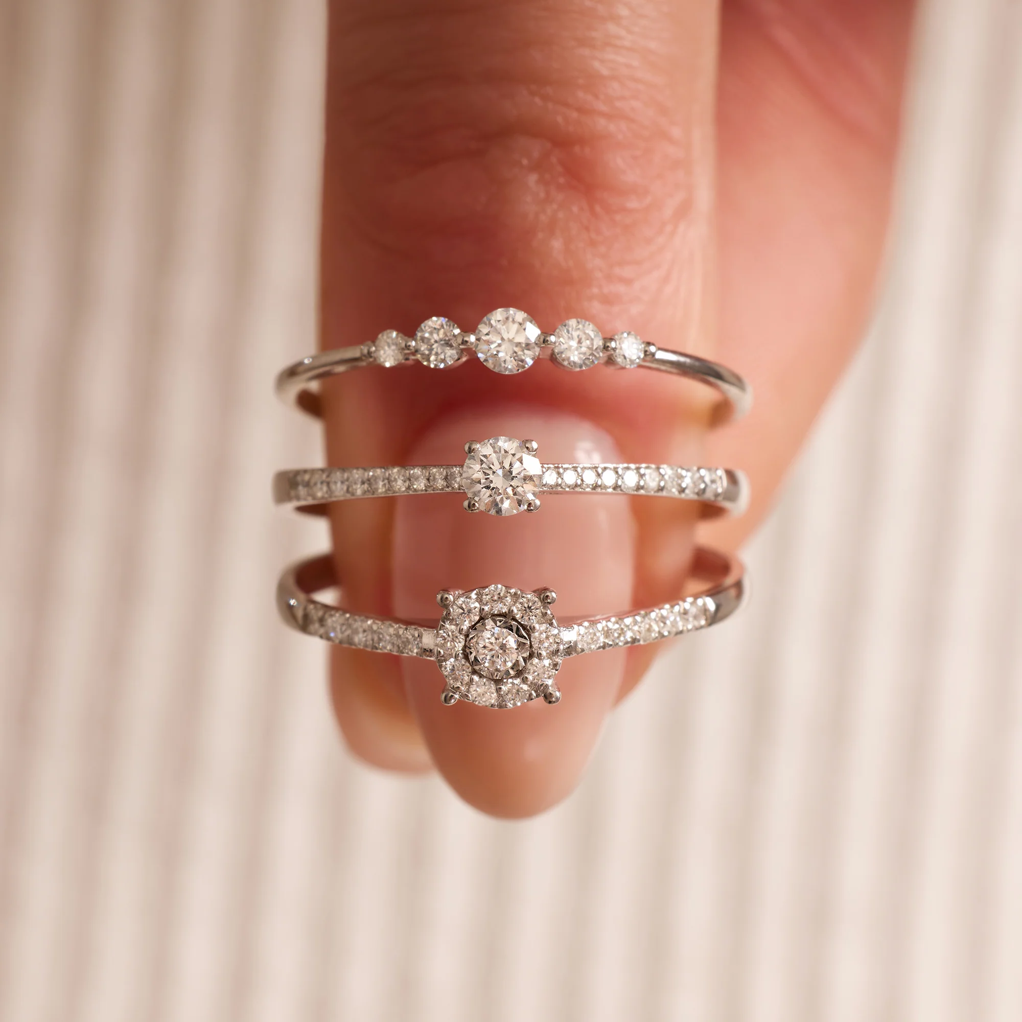 Pavé Four Prong Diamond Halo Ring (0.13 ct) - Image 4