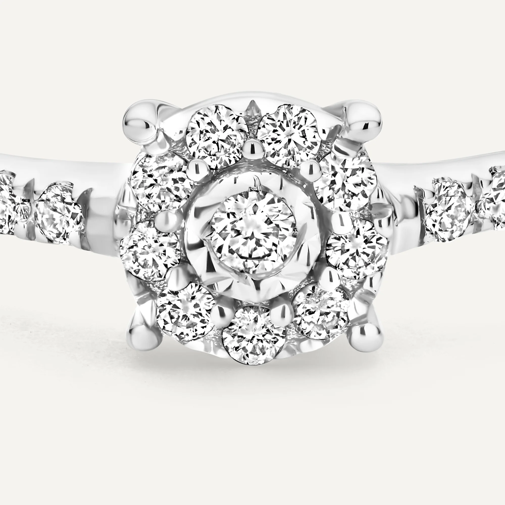 Pavé Four Prong Diamond Halo Ring (0.13 ct) - Image 7