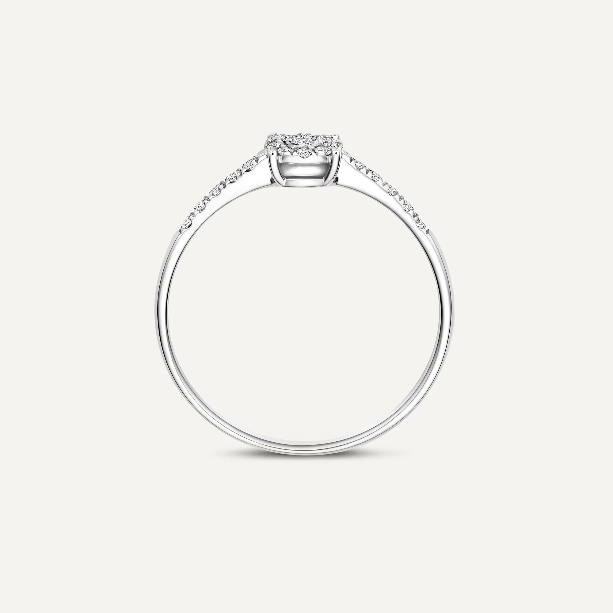 Pavé Four Prong Diamond Halo Ring (0.13 ct) - Image 9