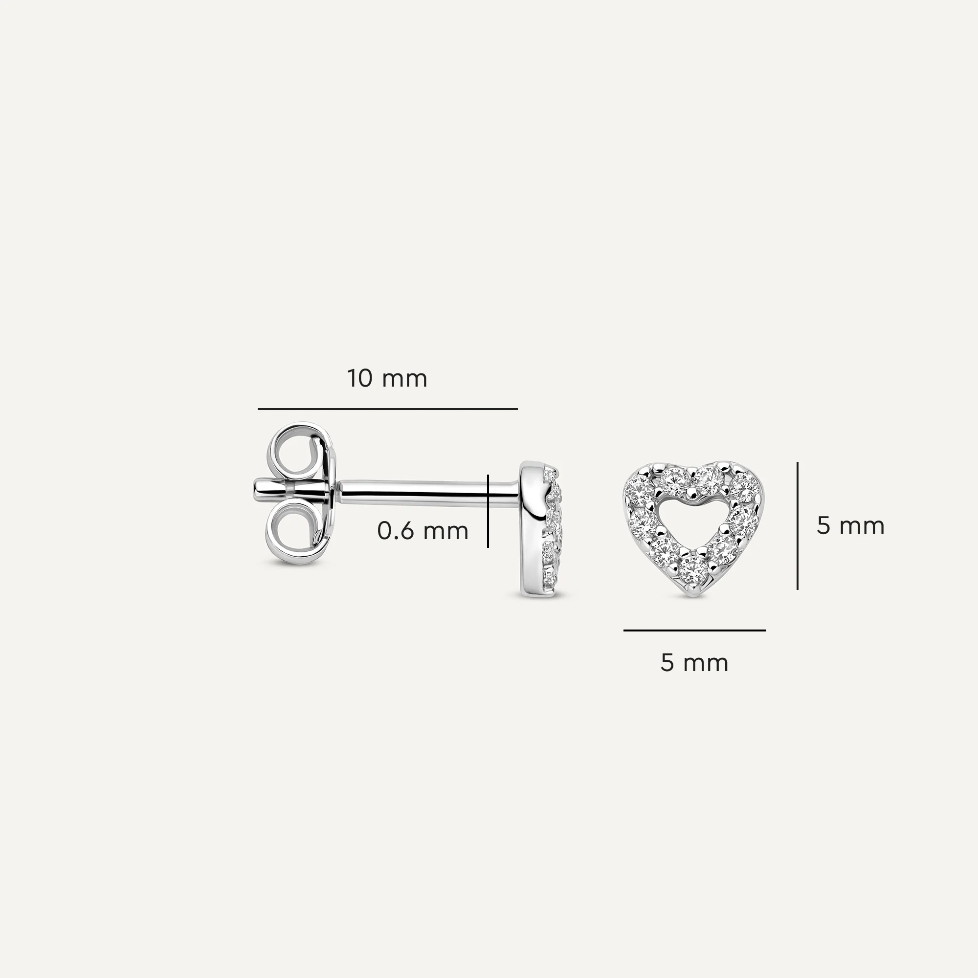Pavé Cubic Zirconia Open Heart Studs - Image 4